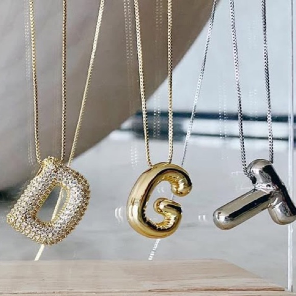 Bubble Initial Necklace in “K”